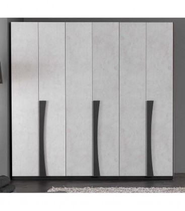 Armadio Lucrezia in legno 6 ante battenti Grigio