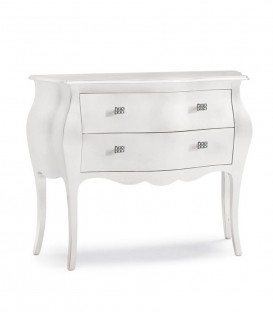 Comò in Legno Bombato 2 Cassetti Bianco Opaco