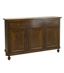 Credenza in legno arte povera 3 porte 3 cassetti Noce