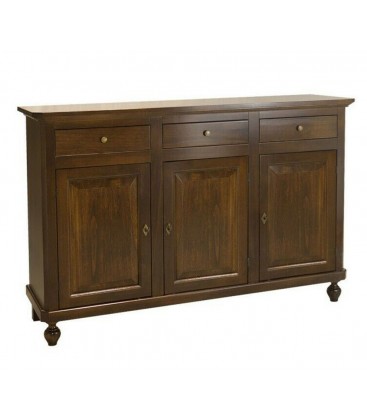Credenza in legno arte povera 3 porte 3 cassetti Noce