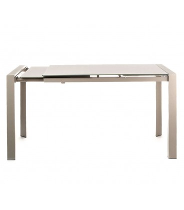 Tavolo Rettangolare con Piano in Vetro Allungabile Grigio
