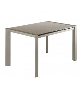 Tavolo Rettangolare con Piano in Vetro Allungabile Grigio
