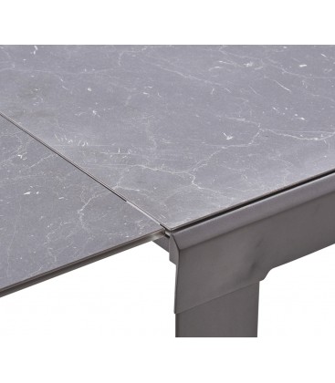 Tavolo Rettangolare Allungabile con Piano in Vetro effetto Marmo