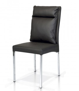 Sedia-moderna- Ecopelle-grigia-struttura-metallo-cromo