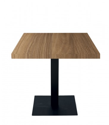 Tavolo da Ristorante Base Quadrata Antracite Piano Rovere naturale