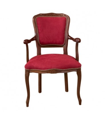 Poltrona Parigina in Legno Intarsiato Velluto Rosso