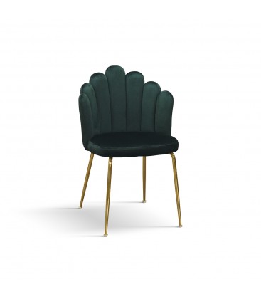 Sedia in Velluto Verde con Struttura in Metallo