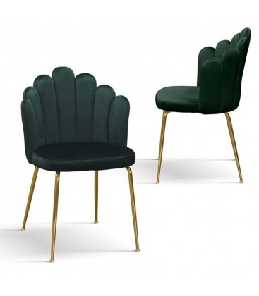 Sedia in Velluto Verde con Struttura in Metallo