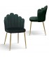 Sedia in Velluto Verde con Struttura in Metallo