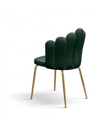 Sedia in Velluto Verde con Struttura in Metallo