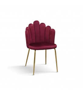 Sedia in Velluto Bordeaux con Struttura in Metallo