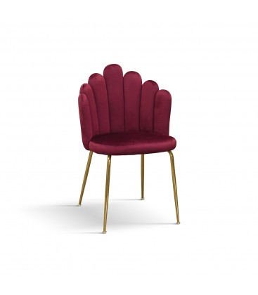 Sedia in Velluto Bordeaux con Struttura in Metallo