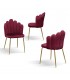 Sedia in Velluto Bordeaux con Struttura in Metallo