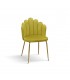 Sedia in Velluto Giallo con Struttura in Metallo