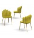 Sedia in Velluto Giallo con Struttura in Metallo