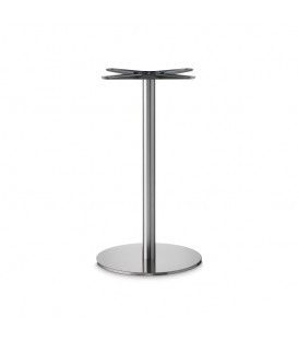Base Tavolo con Colonna Sottile e Basamento Tondo Piatto - Inox satinato