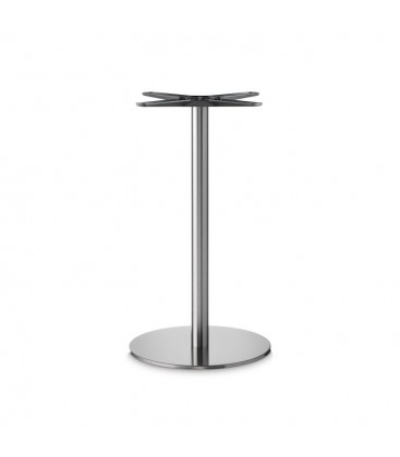 Base Tavolo con Colonna Sottile e Basamento Tondo Piatto - Inox satinato