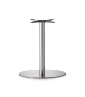 Base Tavolo con Colonna Sottile e Basamento Ovale Piatto - Inox satinato