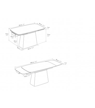 Dimensioni Tavolo Allungabile in Ceramica Bianco statuario - Effetto Marmo