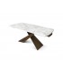 Tavolo Allungabile con Base in Metallo Bronzo e Piano in Ceramica