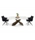 Tavolo Allungabile con Base in Metallo Bronzo e Piano in Ceramica