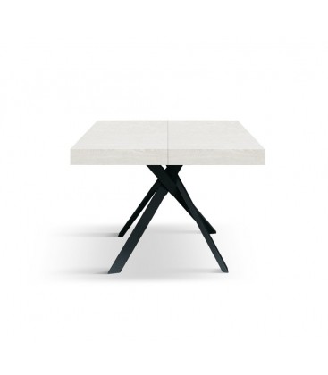 Tavolo allungabile con gambe incrociate e piano rovere rustico