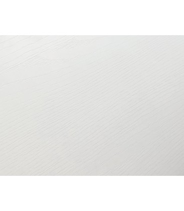 Tavolo allungabile con gambe incrociate nere in metallo e piano bianco frassino