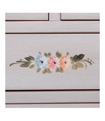 Cassettiera in legno Shabby chic decorato a mano 4+2 cassetti