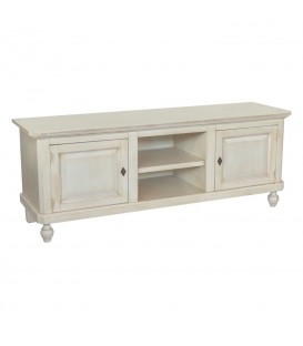 Porta TV Basso Shabby Chic 2 Ante con Vano Giorno Bianco Anticato