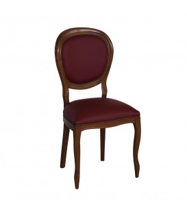 Sedia Paris in Legno da Sala Noce rivestimento Ecopelle Bordeaux