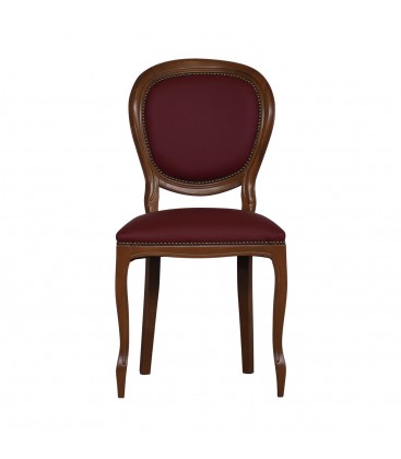 Sedia Paris in Legno da Sala Noce rivestimento Ecopelle Bordeaux