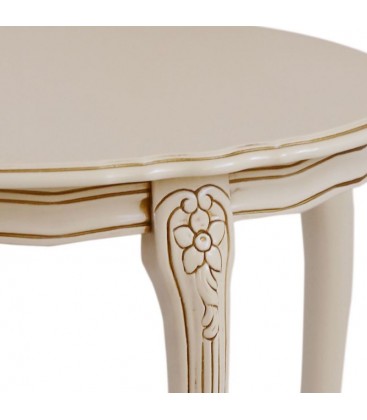 Tavolino Tondo in Legno Intarsiato Avorio e Oro Ø 60 cm
