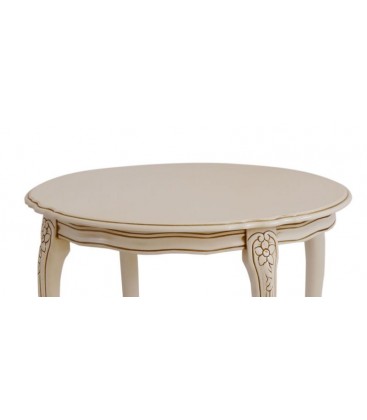 Tavolino Tondo in Legno Intarsiato Avorio e Oro Ø 60 cm