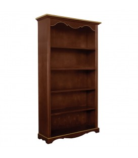Libreria in legno classica 4 ripiani Noce con decoro Oro