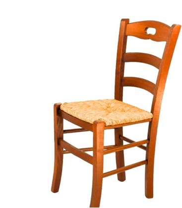 Sedia in legno modello Rochelle seduta paglia ciliegio