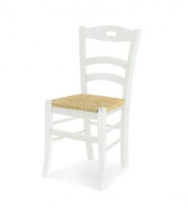 Sedia in legno modello Rochelle seduta paglia bianco