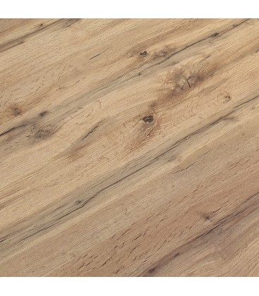 Tavolo Base in metallo colore Nero, Piano Finitura Olmo perla con 2 allunghe