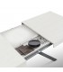 Tavolo Base in metallo colore Nero, Piano Finitura Olmo perla con 2 allunghe