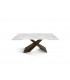 Tavolo Allungabile con Base in Metallo Bronzo e Piano in Ceramica Bianco Arabesco