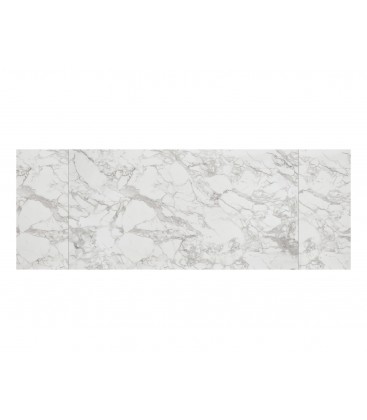 Tavolo Allungabile con Base in Metallo Bronzo e Piano in Ceramica Bianco Arabesco