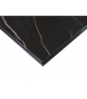 Tavolo Allungabile con Base in Metallo Bronzo e Piano in Ceramica