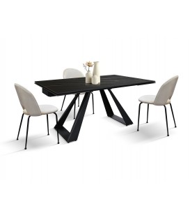 Tavolo Allungabile con Base in Metallo Bronzo e Piano in Ceramica