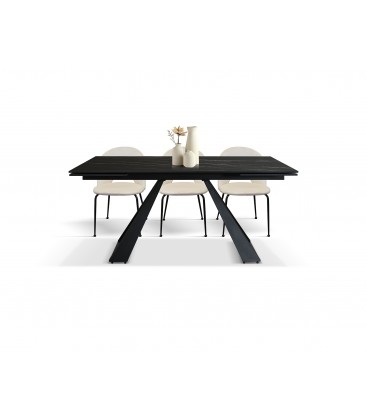 Tavolo Allungabile con Base in Metallo Bronzo e Piano in Ceramica