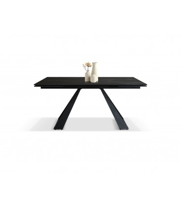 Tavolo Allungabile con Base in Metallo Bronzo e Piano in Ceramica