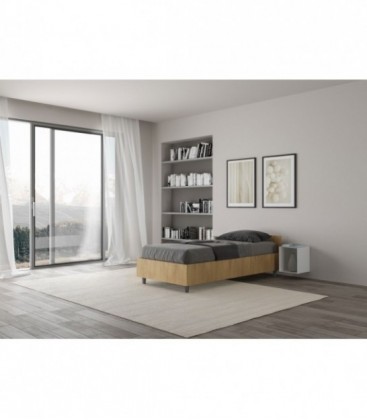 Letto singolo con rete 80x200 quercia Nuamo
