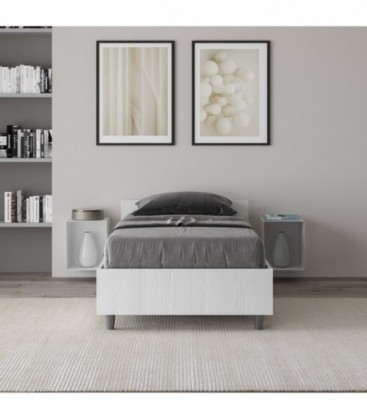 Letto singolo contenitore 80x200 bianco frassino Nuamo