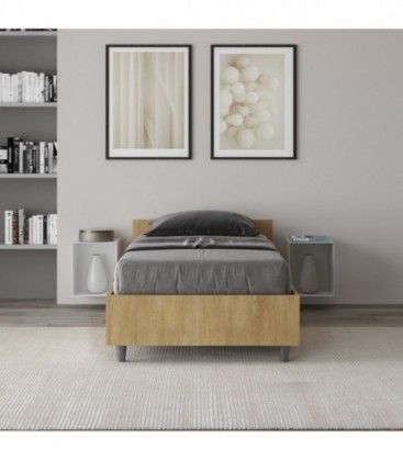 Letto singolo contenitore 80x200 quercia Nuamo