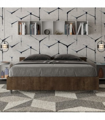 Letto matrimoniale Nuamo con rete 160x190 - Noce