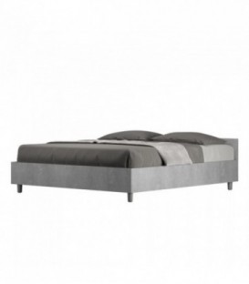 Letto matrimoniale Nuamo con rete 160x190 - Cemento