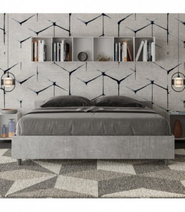 Letto matrimoniale Nuamo con rete 160x190 - Cemento